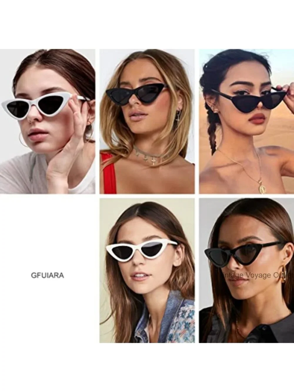 Vintage Cat Eye Sunglasses Women Retro Narrow Shades UV400 Protection Plastic